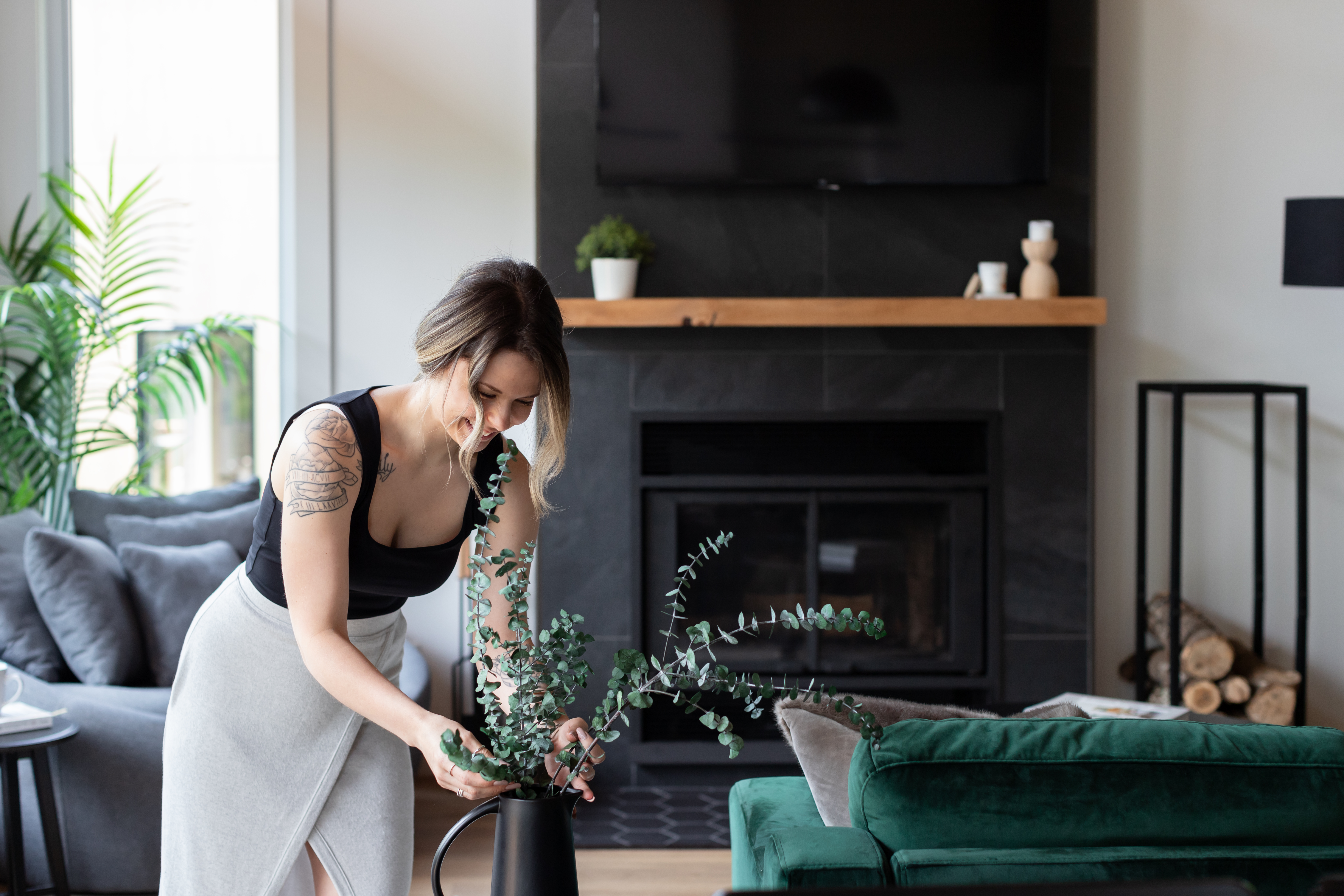 Chalet rénové à Adstock, Québec, avec design intérieur sur mesure par Élévation Studio Design. Transformation d’espaces pour maximiser le confort et l’esthétique.
